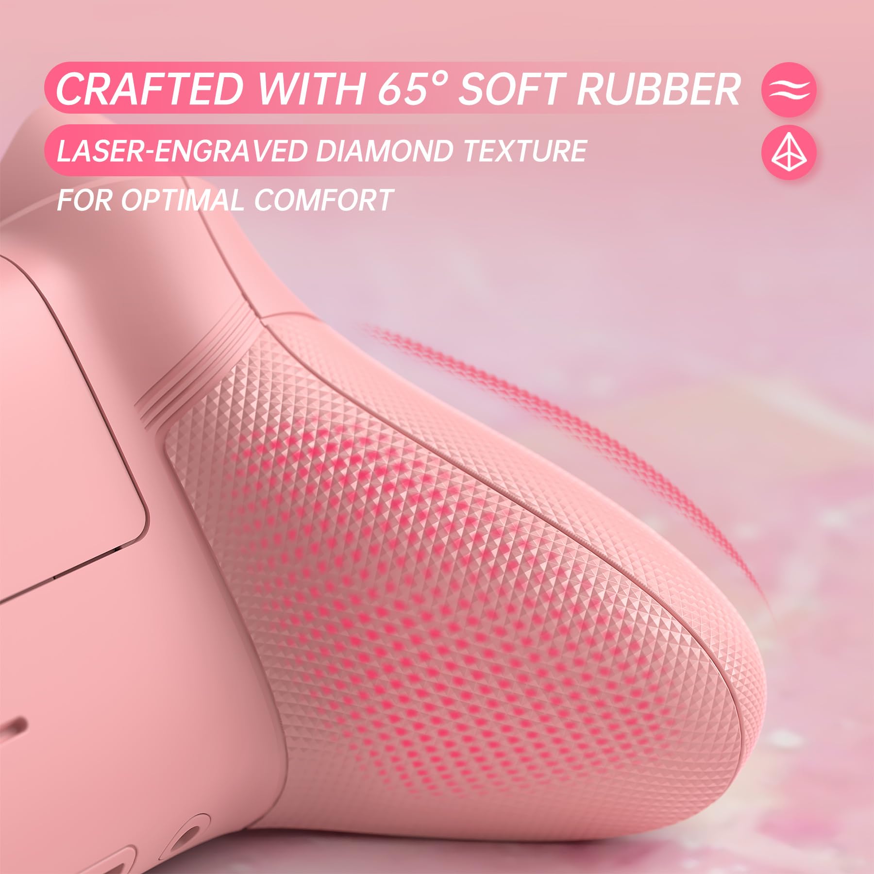 eXtremeRate DIY-Ersatz Full Case & Tasten Set für Xbox Series S/X Controller, Custom Pink Qualle Faceplate/Akzentringe/ASR Rücken Gehäuse/Ersatzknöpfe Zubehör für Xbox Core Gamepad Model 1914