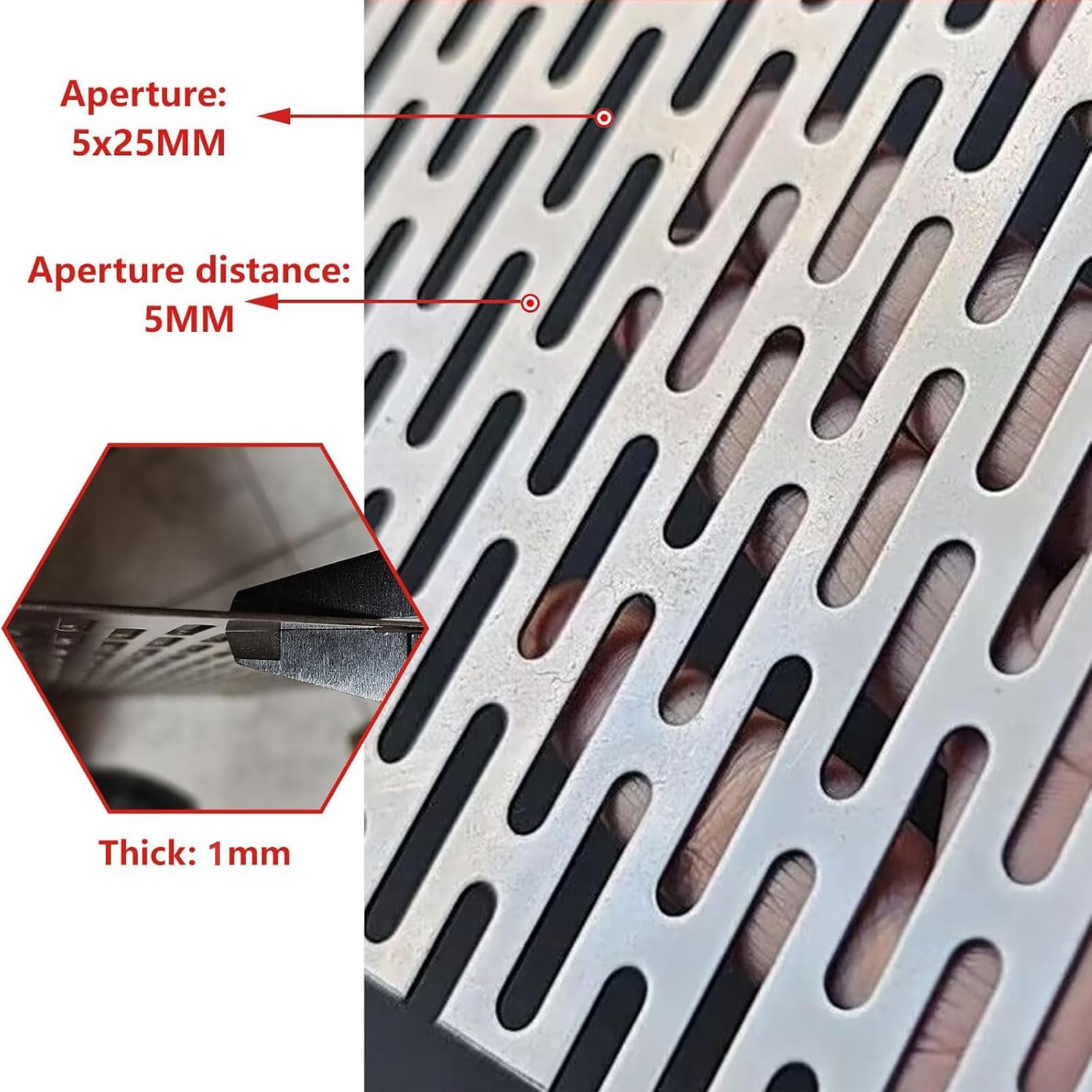 304 INOX Acier Perforé Tôle, Plaque Perforée en Métal Tôle Perforée Grille INOX Grillage Gouttiere pour Ventilation Grill Fumer Thick 1.2mm(0.8mm Thick,30x30cm)