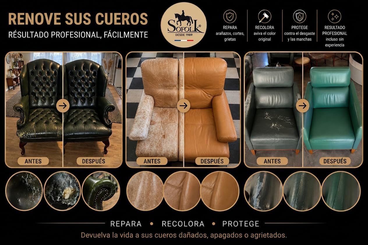 SOFOLK Kit de renovación de Cuero y Polipiel: reparación + Pintura + Barniz - Volante, Asiento de Coche, sillón, Zapatos (2-Graphite)