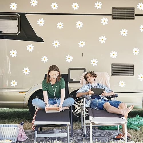 Miniatura 6 de Calcomanías de pared de margaritas para dormitorio de bebés y niñas, calcomanías de pared de flores para despegar y pegar, calcomanías de pared