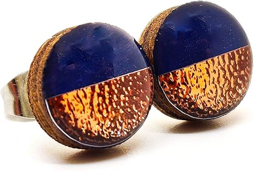 Miniatura 51 de Juego de aretes tipo dormilona de metal martillado de imitación de 0.394 pulgadas, aretes redondos para mujeres, niñas y hombres, hechos a mano