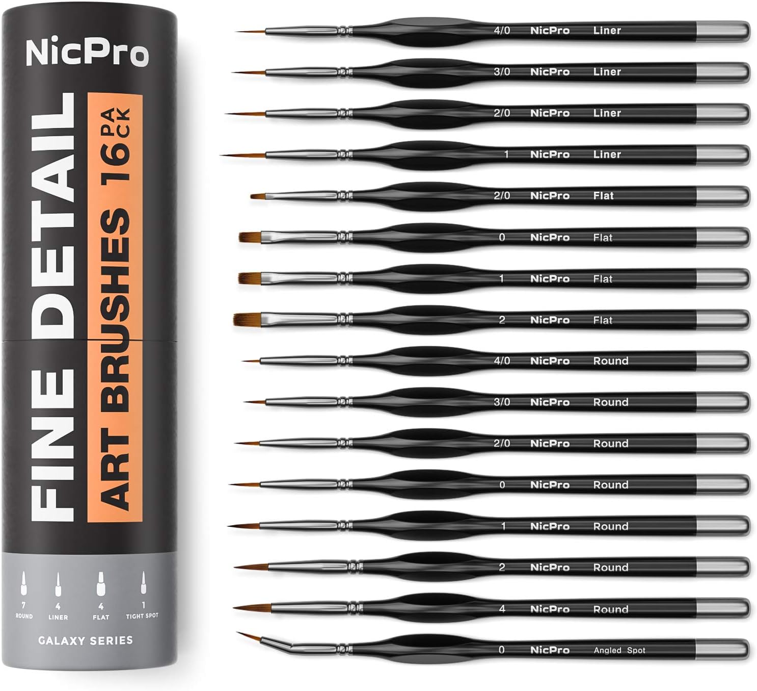 Nicpro 16 PCS Miniature Paint Brushes, Fine Tip Micro Model Detail Paint Brush Set for Acrylic Watercolor Oil, Paint by Number, Models, Miniatures, Craft, Rock Painting - with Container