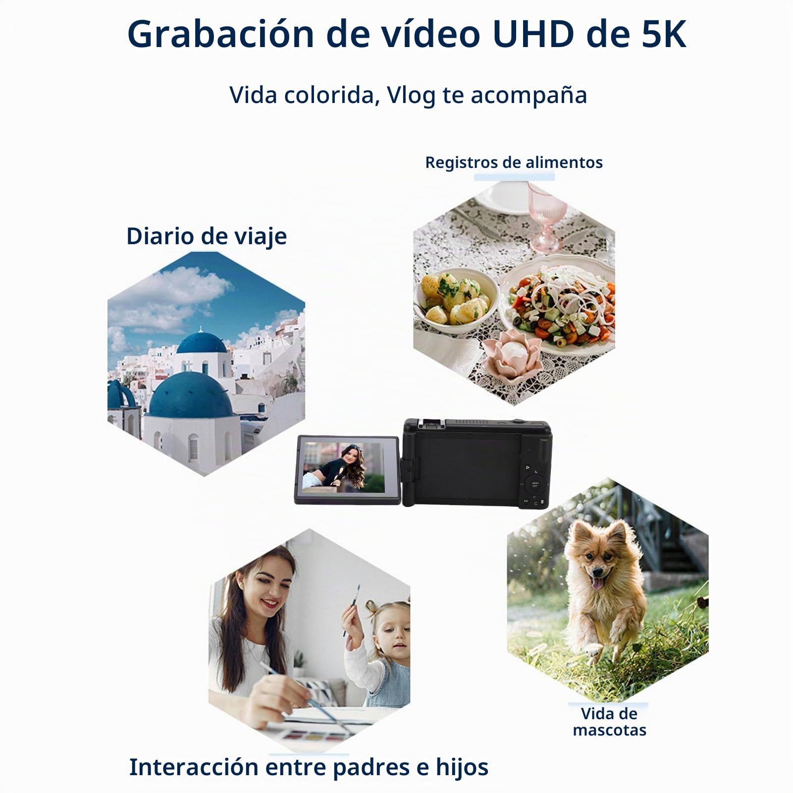 Cámara Digital 5K con WiFi, 80MP HD 18X Zoom Enfoque Automático 180 Grados Cámaras de Vlogging con Pantalla Abatible de 2,8 Pulgadas, Giroscopio de 5 Ejes Soporte Antivibración (Negro)