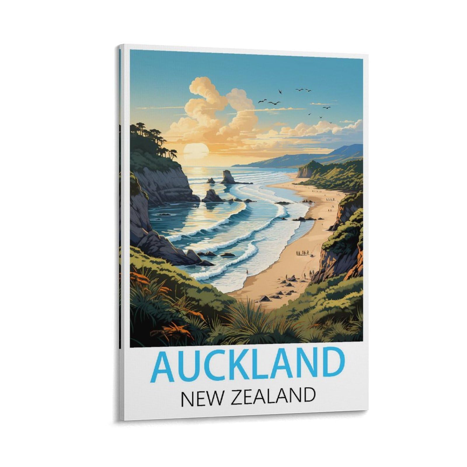 Hsayyiii Frame-Style Auckland New Zealand Vintage Travel Poster 08X12inch(20X30cm) Canvas Art Poster And Wall Art Picture Print Bedroom Decor