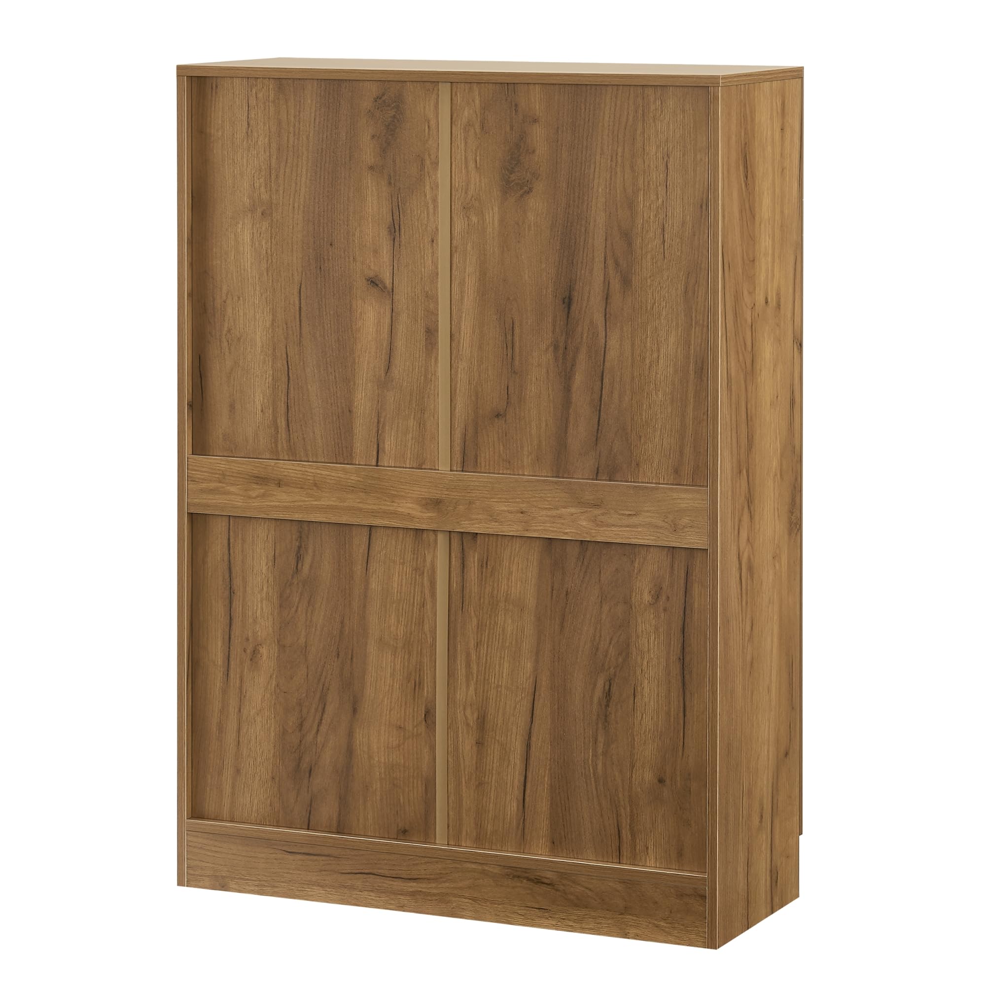 [en.casa] Vitrina con 3 Compartimentos Aparador con 2 Puertas Mueble Auxiliar para Salón Comedor Oficina Cristal Aglomerado 115 x 80 x 31 cm - Efecto Roble