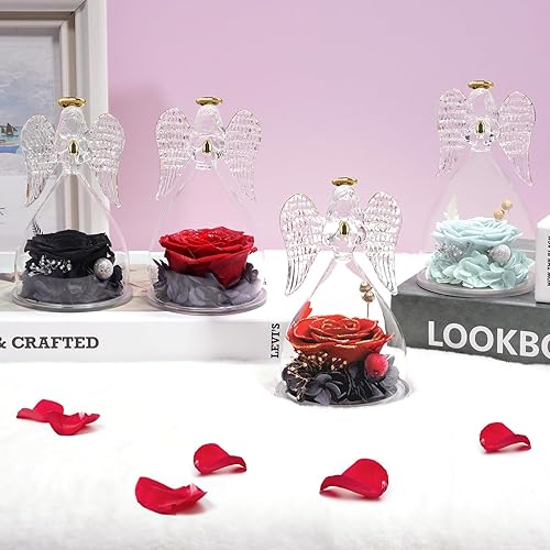 Miniatura 7 de Miofula Regalos de rosas preservadas para mujeres, figuras de ángel para siempre, regalos de cumpleaños de rosas reales para mamá, abuela, esposa,