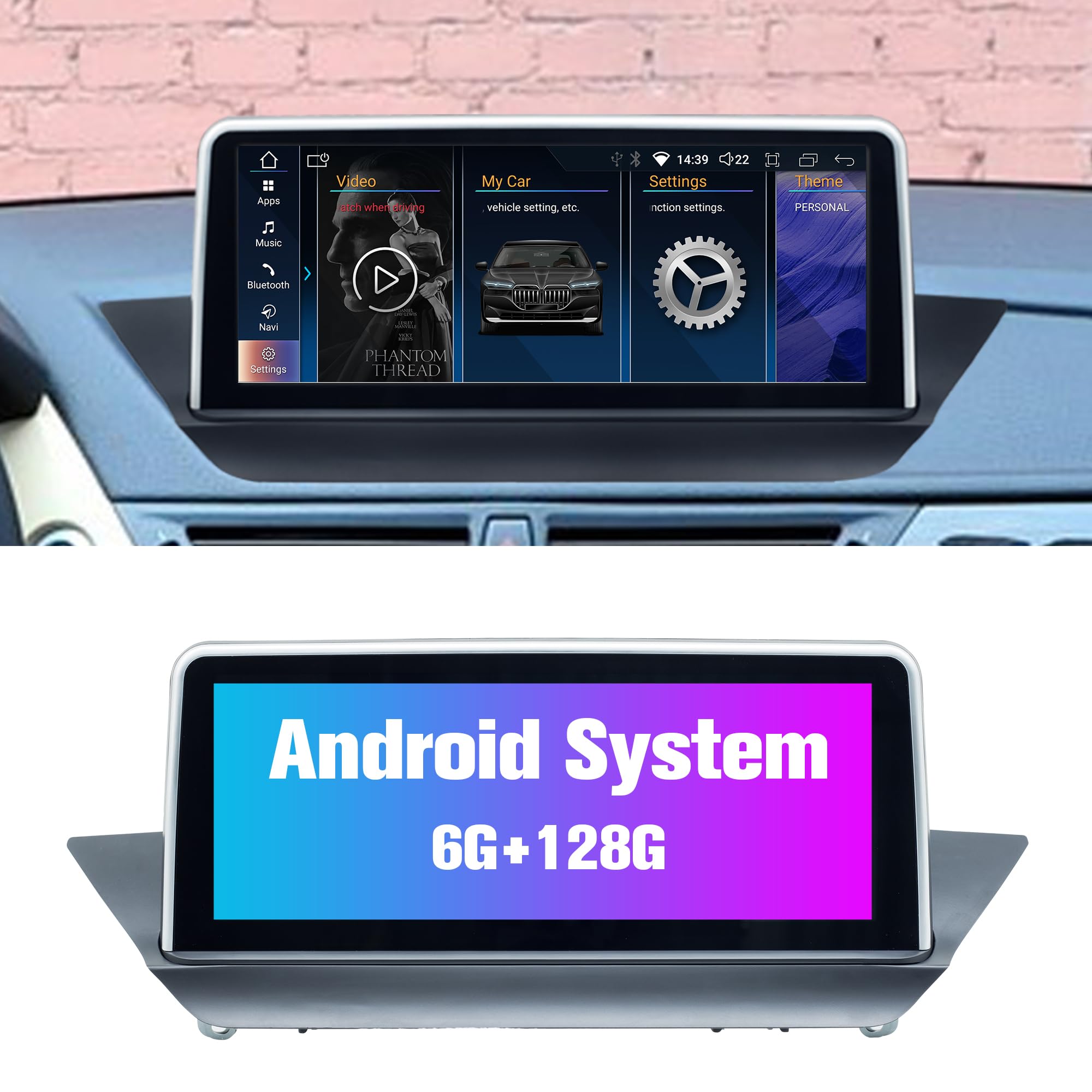 Stereo for E84 CIC: 8+128G Car Stereo with Bluetooth Apple Carplay for BMW X1 2009-2015, 10.25" Aftermarket Touchscreen Android System Head Unit Radio Replacement with Backup Camera FMAM GPS for Apple-image-9