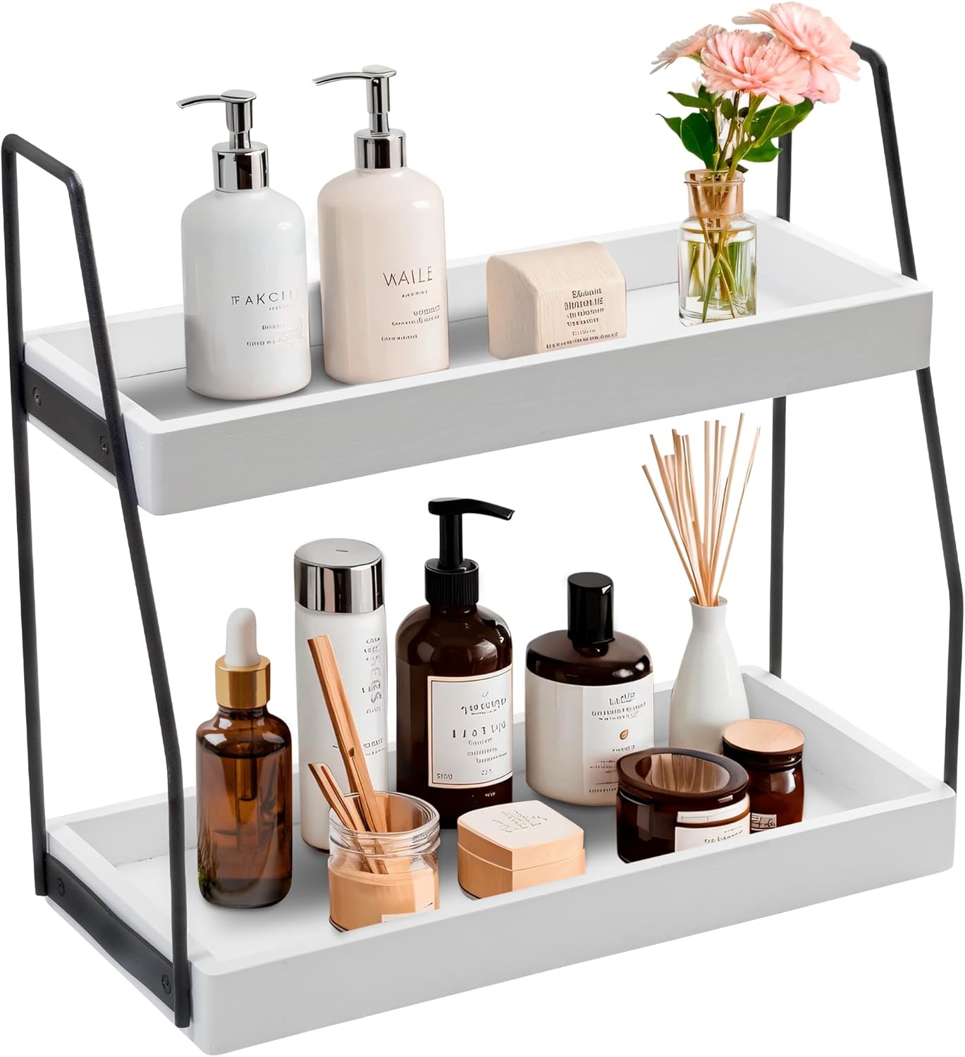 Amazon.com: Acacia Bathroom Organizer Countertop 13.6 x 14 x 6.7 inches ...