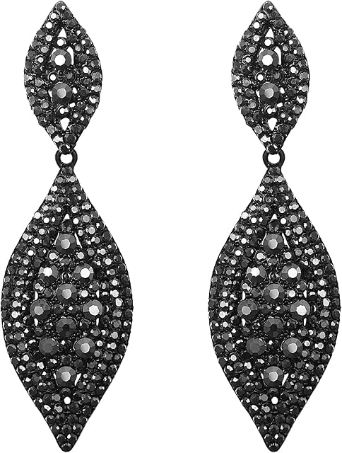 EVER FAITH Women's Austrian Crystal Wedding Bridal Charm 2 Leaf Drop Dangle Earrings