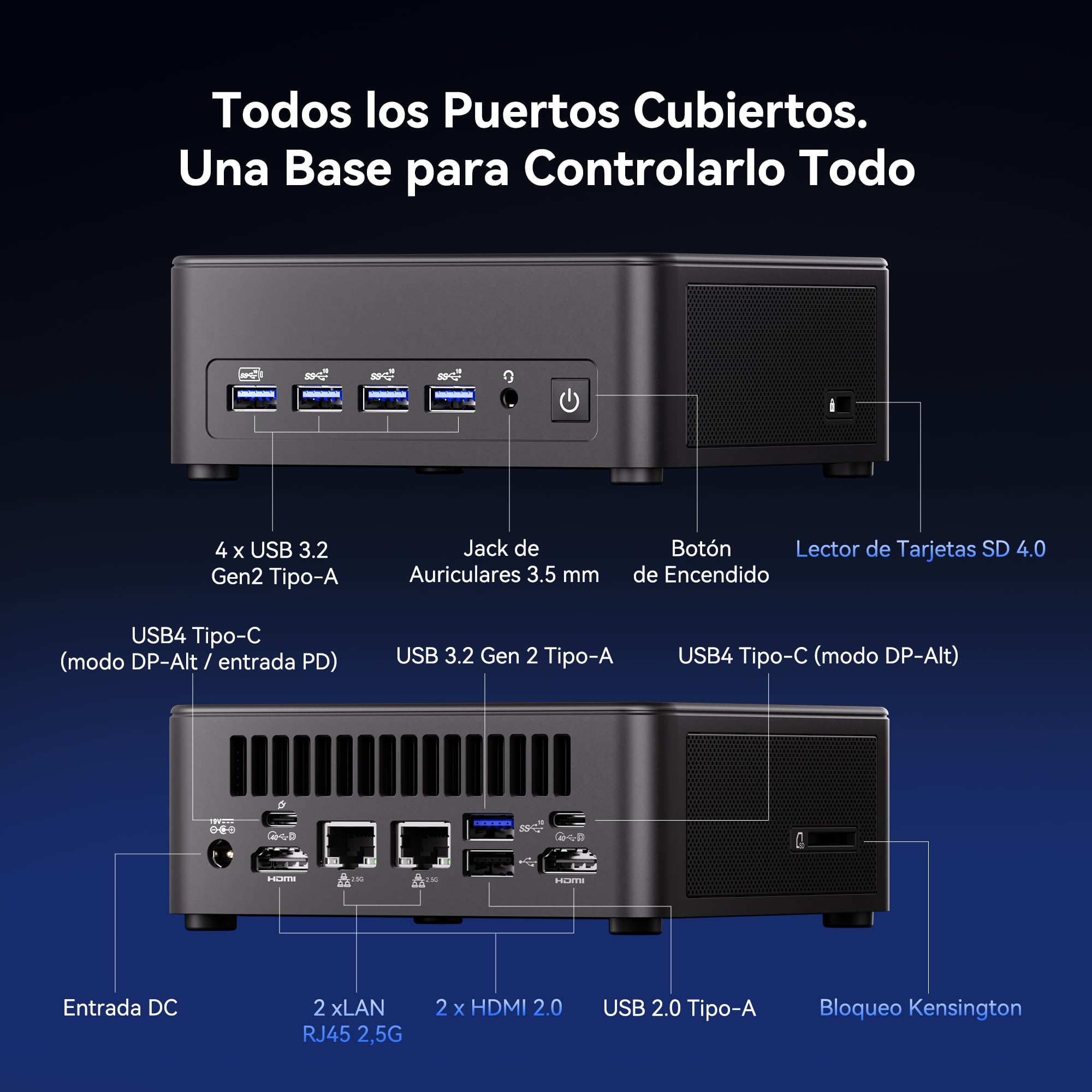 GEEKOM IT13 MAX AI Mini PC con Intel Core Ultra 9 185H, Barebone | (sin RAM ni SSD) Gráficos Intel Arc, [3 Años de Garantía] Doble LAN 2.5G, 2× USB4 (20 Gbps), Wi-Fi 7, Bluetooth 5.4, 8K