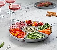 Vista 41 de Plasticpro Bandeja redonda de plástico para servir 6 seccionales (2, negro)