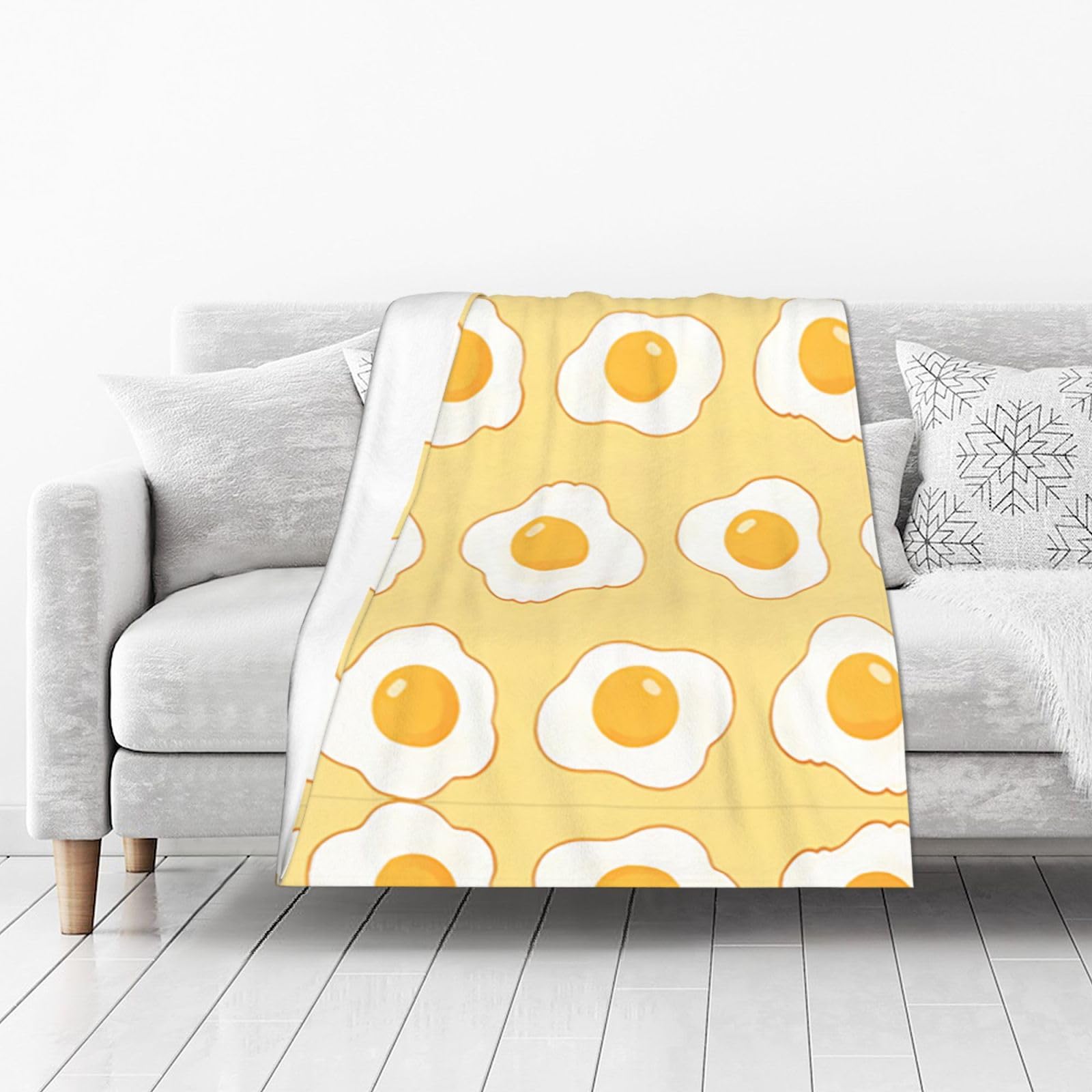 DUYIOKH Sunny Eggs Print Thick Throw Blanket, Blanket for Couch Bed Warm Travel Blanket for Camping Movie Night