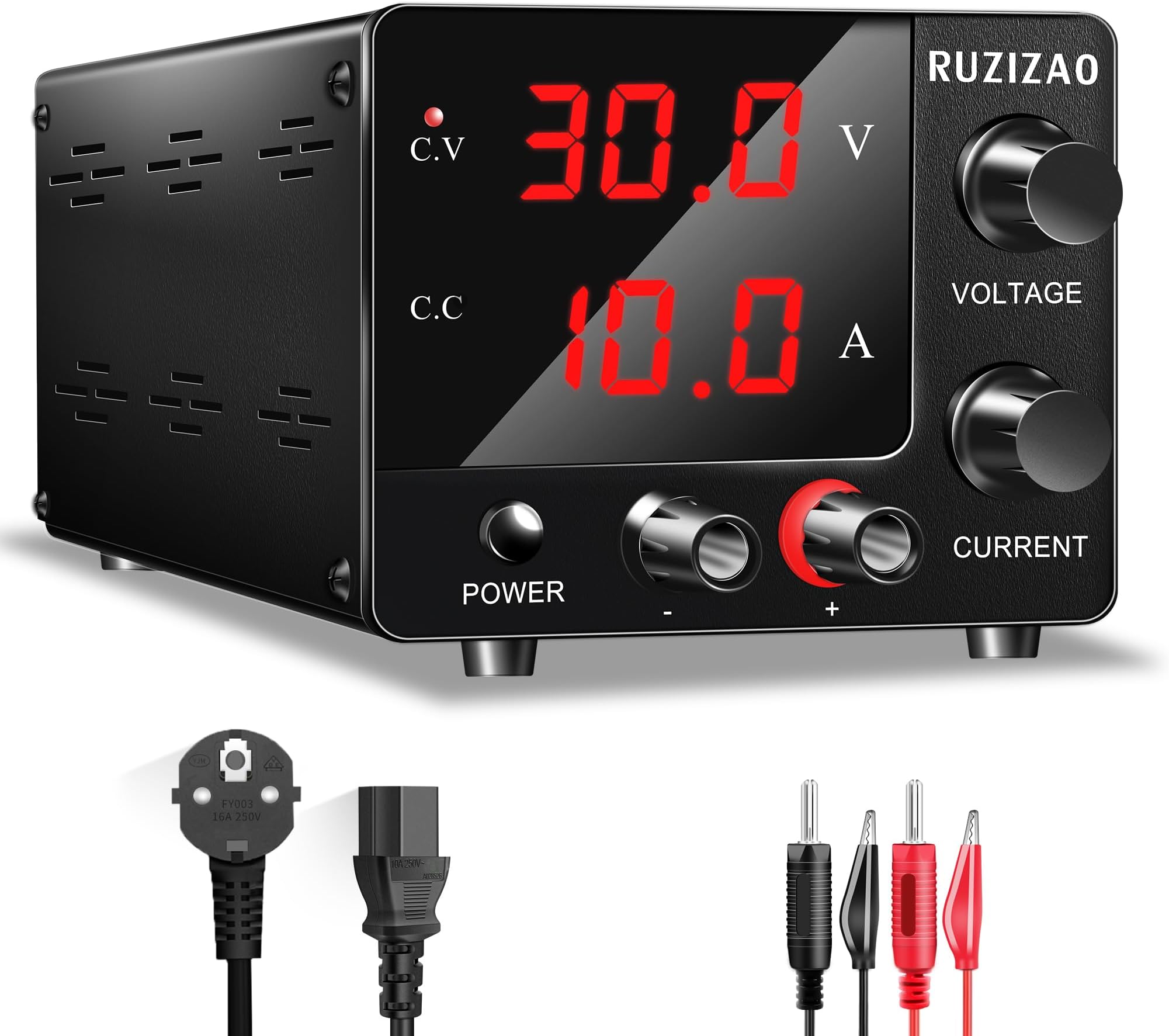 RUZIZAO Alimentation De Laboratoire Réglable 30V 10A 150W - Encodeur Précis, LED 3 Chiffres, Mode 15V10A/30V5A