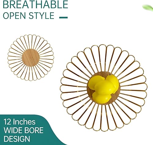 Miniatura 3 de Cesta de frutas dorada de alambre de metal, cuenco de frutas para encimera de cocina, soporte grande para servir limón, plátano, cebolla, soporte de