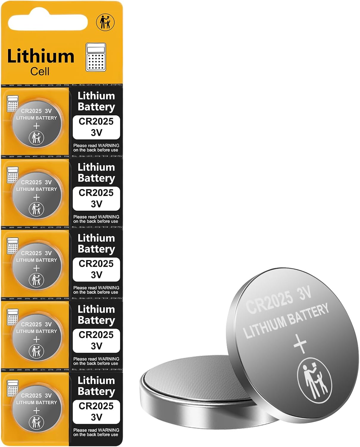 wowpower CR2025 3V Lithium Battery,5 Count Pack, Lithium