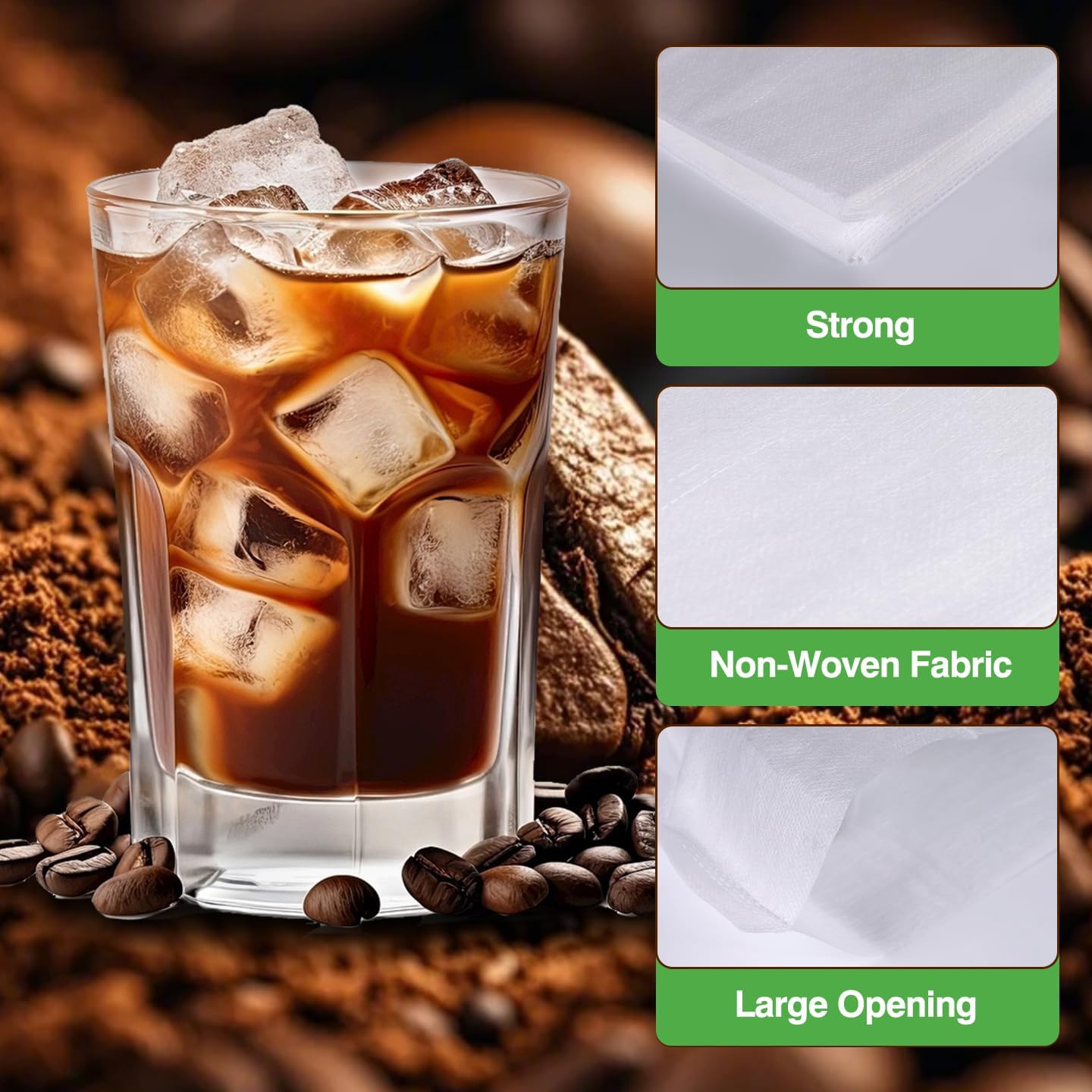 SNAP! Cold Brew Commercial PLA Filter - 50 Count，Disposable Fine Mesh Brewing Bags Commercial Coffee Filters 17''x20'' Fits 5 Gallon Buckets Coffee Shop Restaurants, Natural White