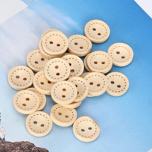 Miniatura 9 de Botones de madera, 100 botones decorativos de ropa, botones de costura de doble agujero, para manualidades, costura, ropa, tejer, hacer tarjetas de