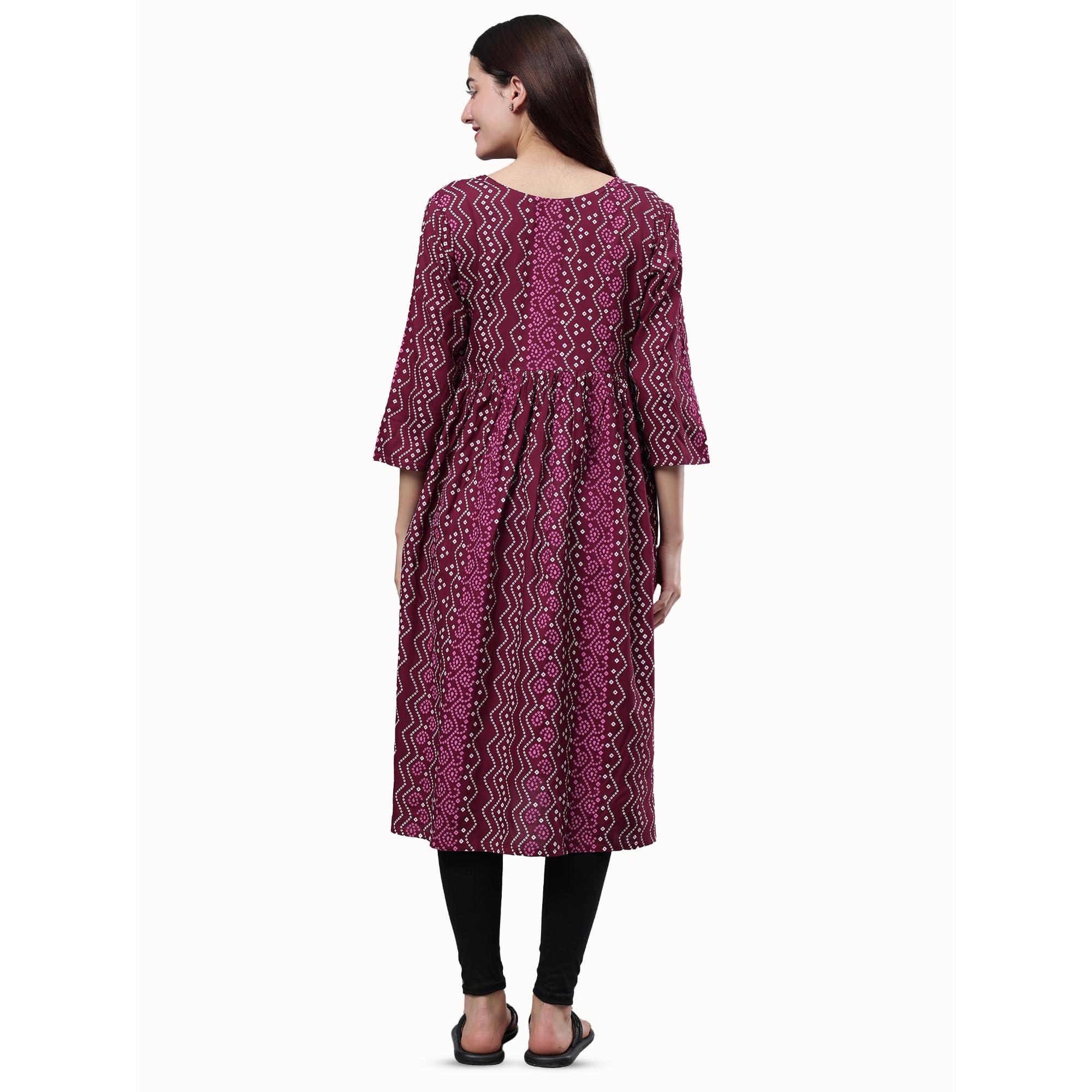 CEE 18 Women's Rayon Maternity Feeding Regular Fit Kurti with Zippers, Comfortable for Pre and Post Pregnancy, Easy Nursing Access, Suitable for All Women (2XL, Magenta) 2