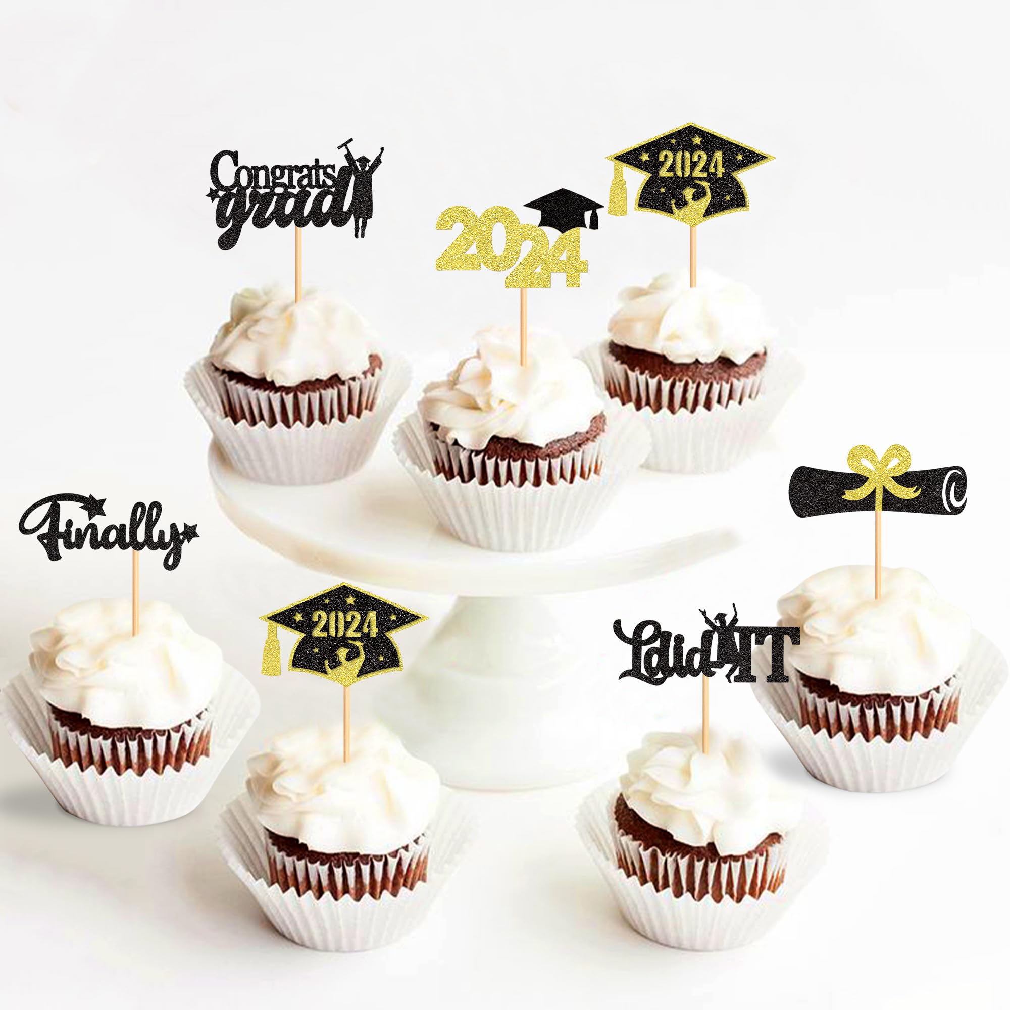 Blumomon Cupcake-Topper 2025 – 24 Stück, Schlangenjahr Motiv, Für Silvester & Neujahrspartys