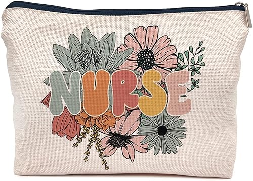 IWXYI bolsa de maquillaje de enfermera bt, Enfermera floral