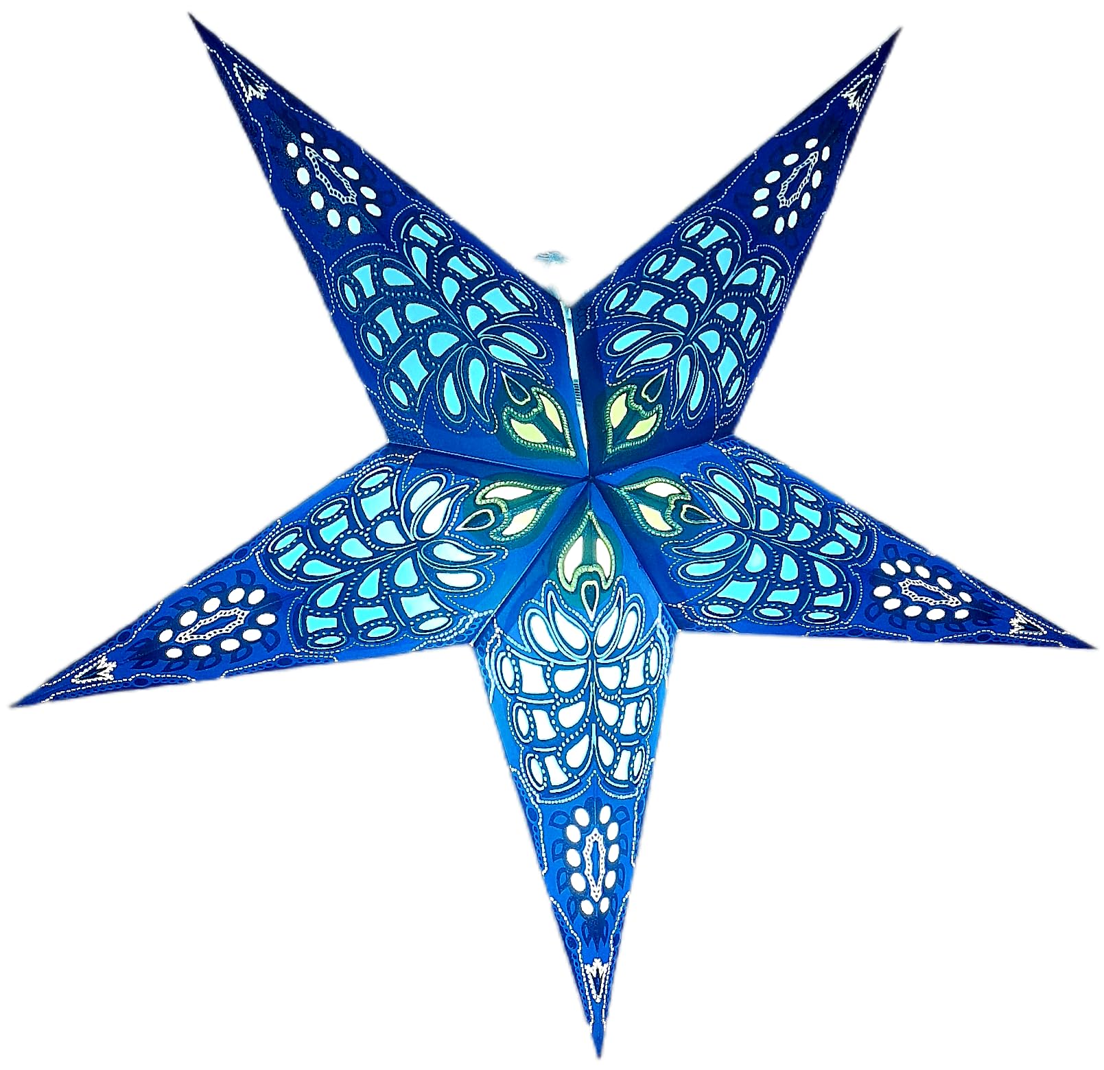 Paper Star Lantern Lampshade, 60 cm, Hanging Decorations for Christmas Wedding, Home, Party (Glitter Blue, Green)