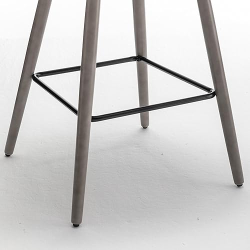 Miniatura 5 de Juego de 2 taburetes de bar de madera, altura de mostrador con respaldo y brazos, sillas de bar modernas de doble color, acolchado de piel