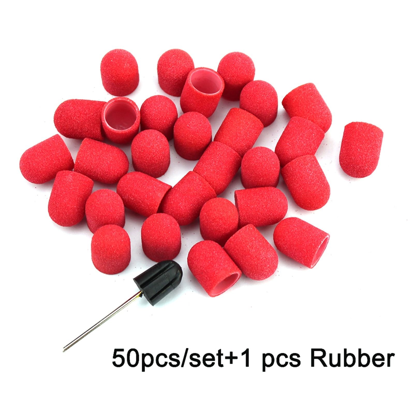 Tambores de Lijado 50 Uds. Accesorios de taladro uñas plástico rojo tapas bloque mandril removedor Gel cuidado los pies cutícula(16x25 120 Grit)