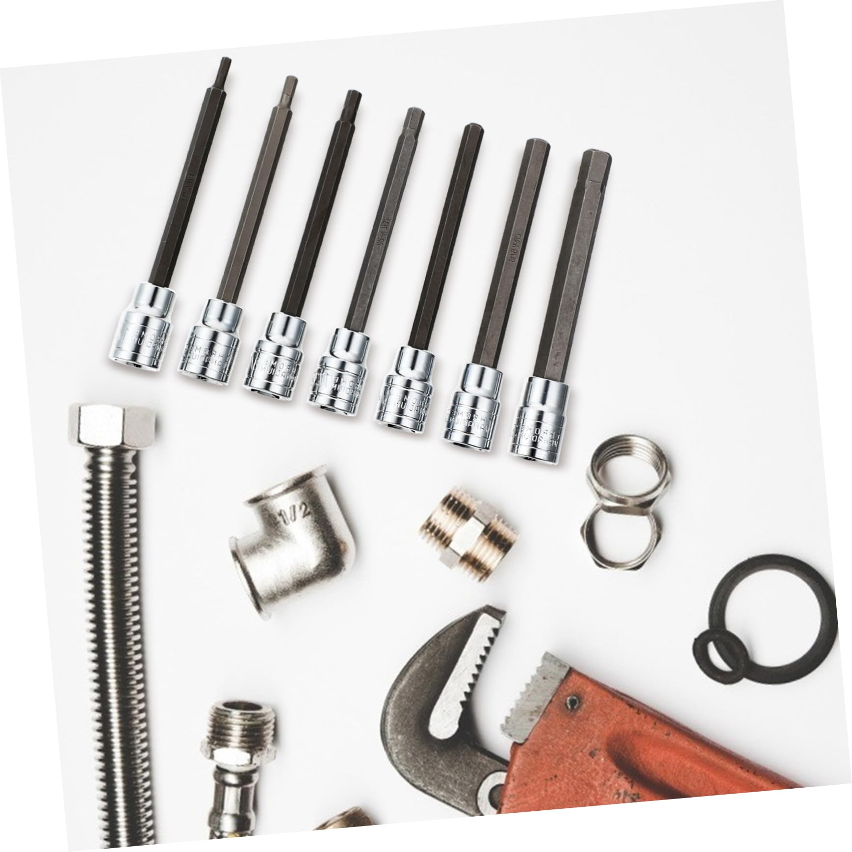NUOBESTY Set di Chiavi a Brugola 3/8 Extra, in Acciaio Argentato, Resistente alla Ruggine, per Manutenzione e Uso Professionale
