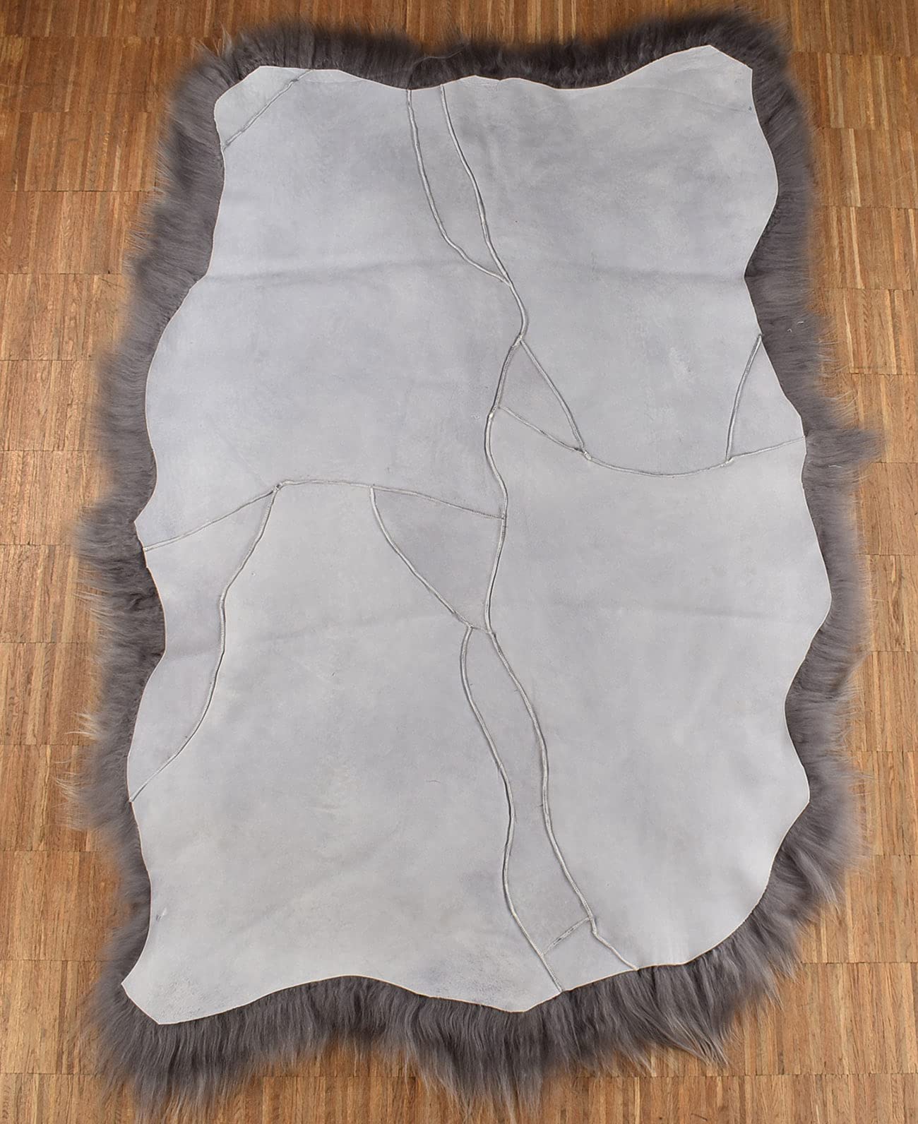 generisch Öko Island Lammfell Teppich grau langwollig ca. 170 x 110 cm Schaffell Teppich von KUHFELLE online