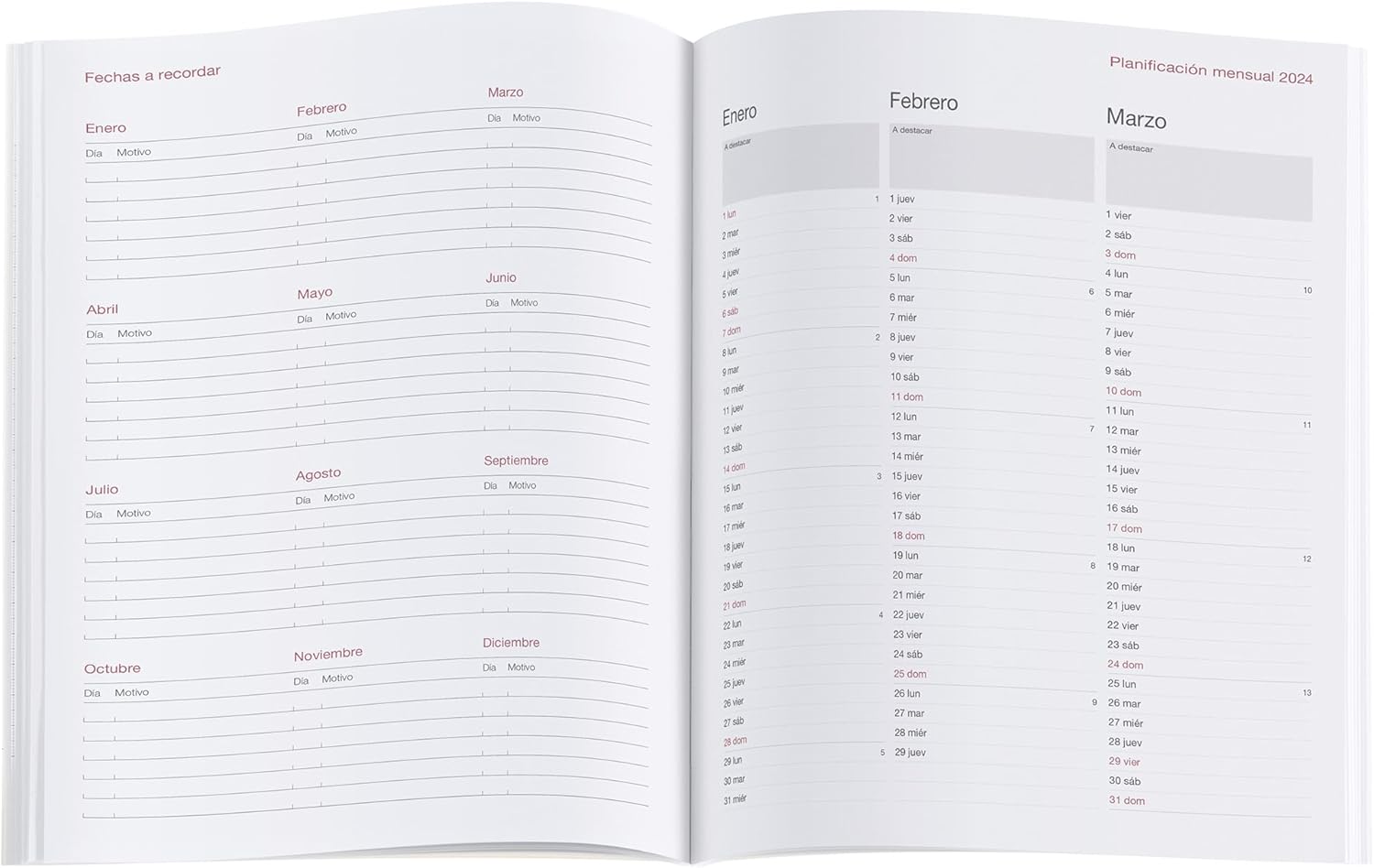Miquelrius - 2024 Yearly Diary, Vertical Week View, Pro Size 210 x 270 mm (Similar A4), Stitched Padded Hard Cover, Spanish, Black