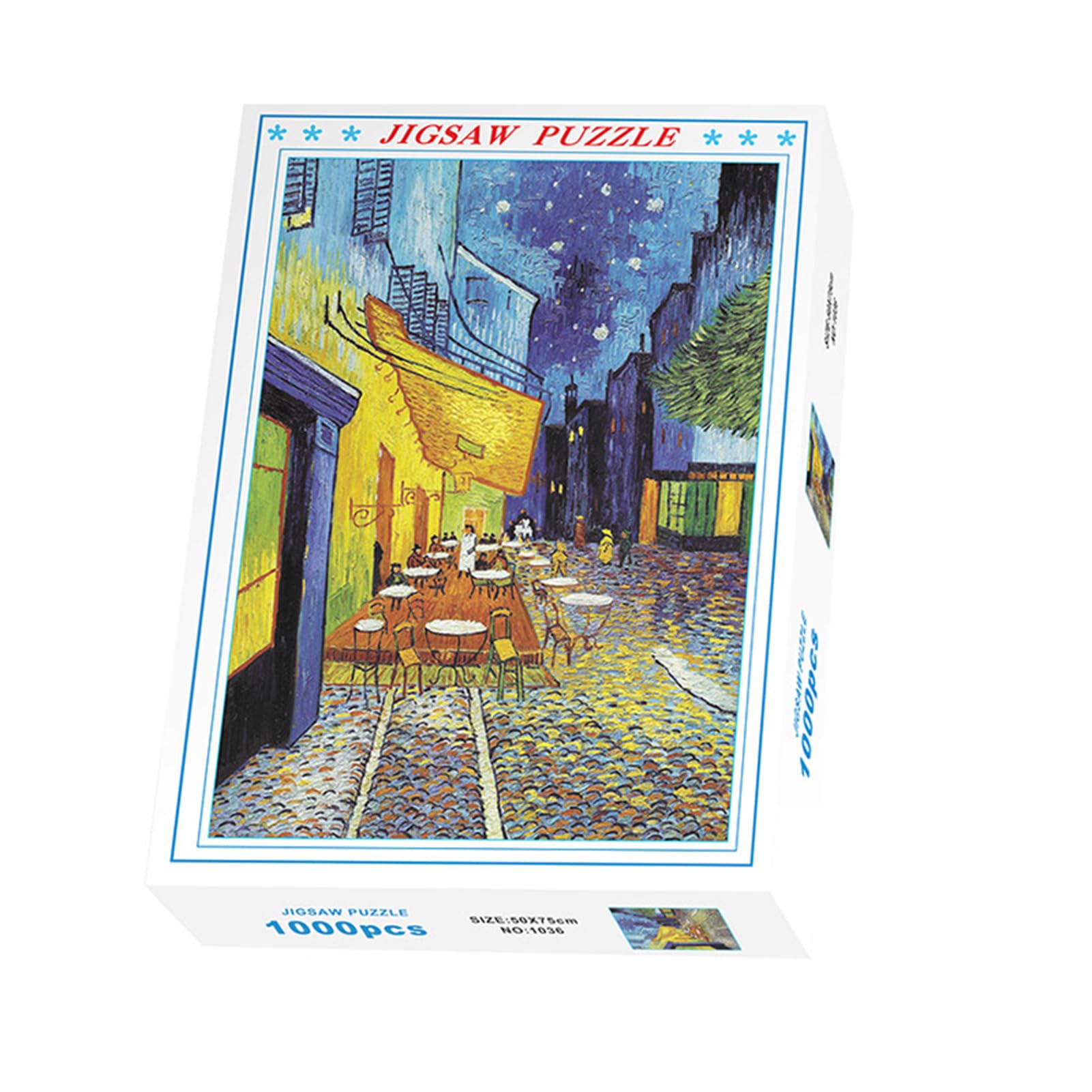 Tuzsocr Jigsaw Puzzles 1000 Pieces for Adults,Family Activity Jigsaw Puzzles Educational Games,for Adults & Kids Age 12 Years Up (Café under the Starry Night by Van Gogh)