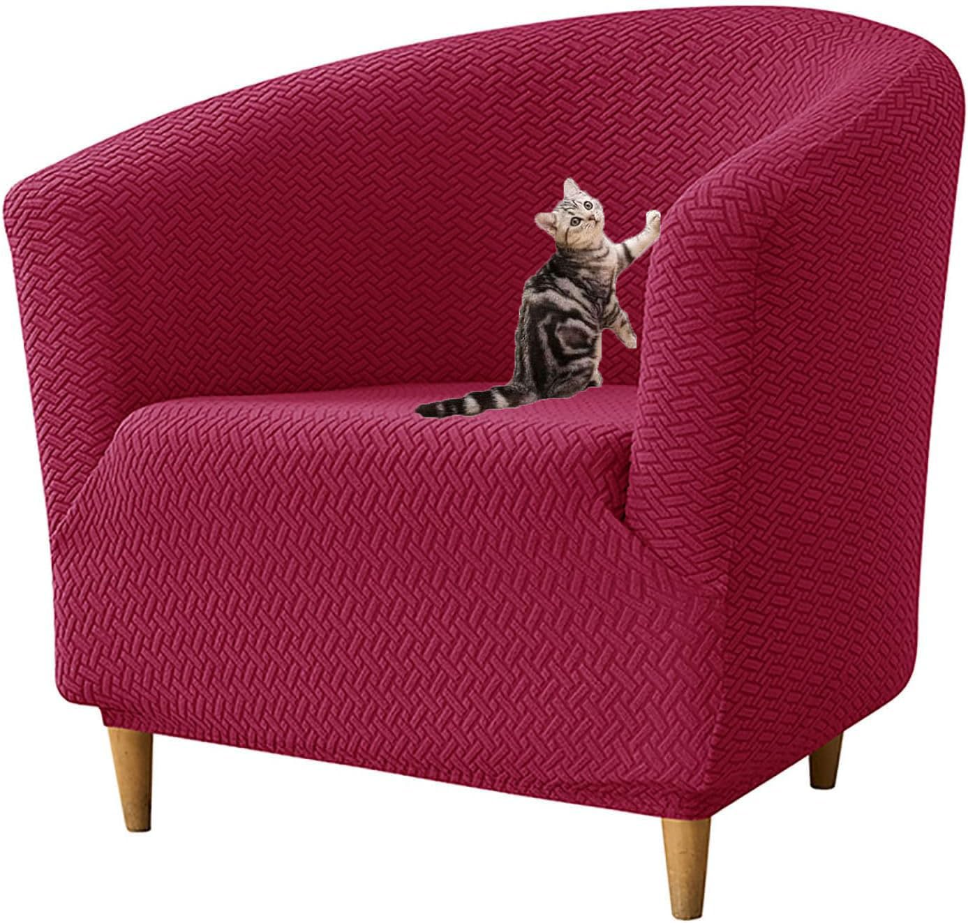 Protector de sillón de sala de estar suave y lavable con diseño elástico antiarañazos en rojo