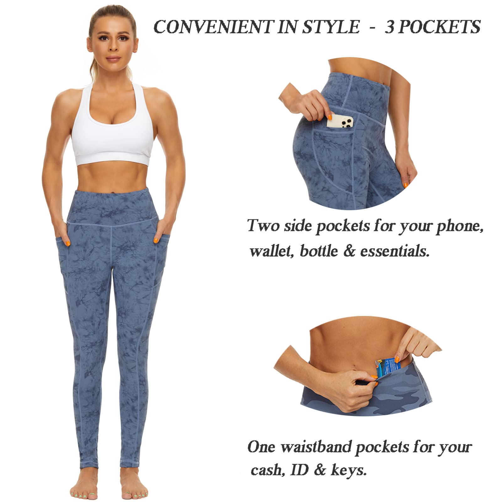 iniber Pantalon de yoga taille haute avec poches pour femme, extensible dans les 4 sens, legging de course à pied, entraînement, pantalon de yoga athlétique