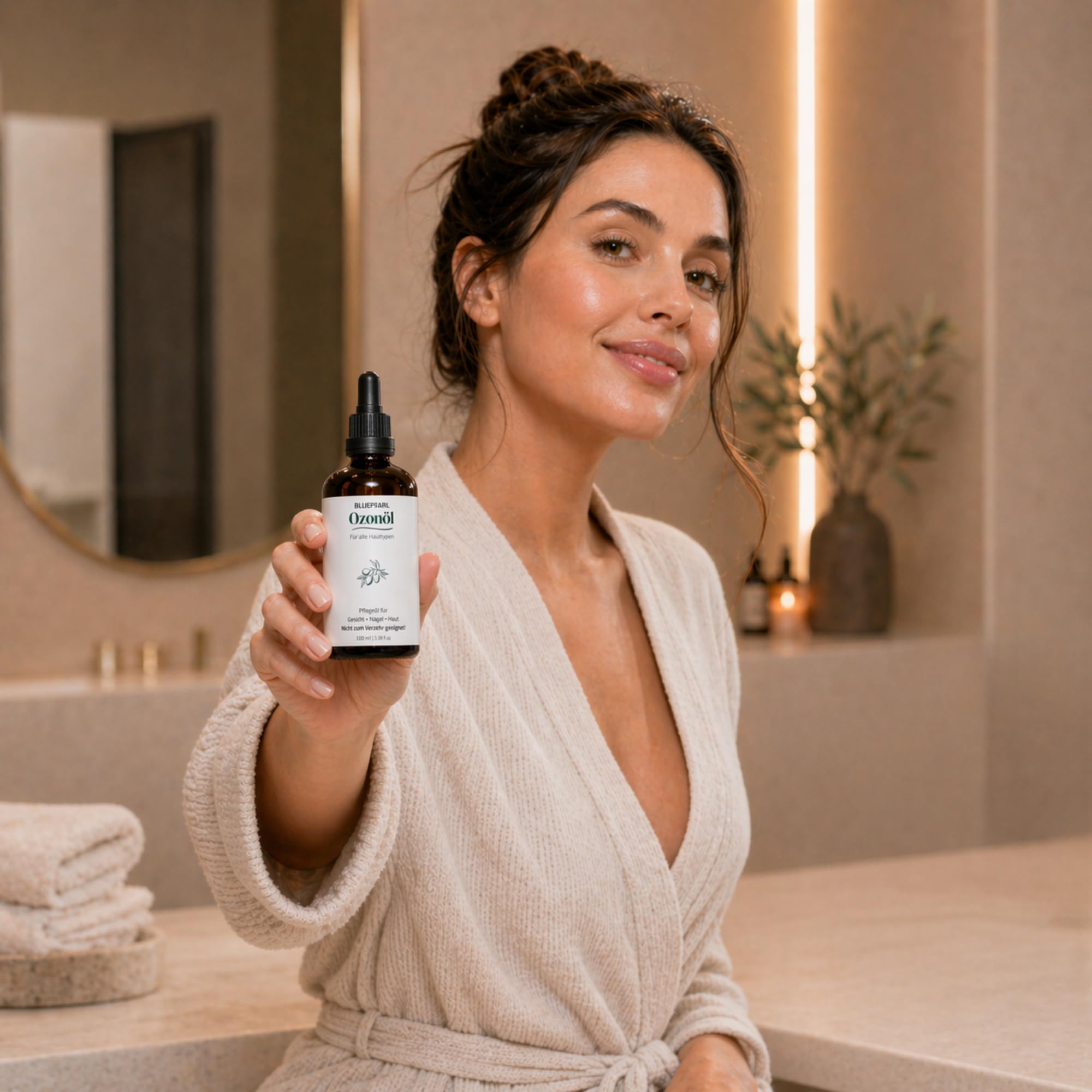 Huile d'ozone 100 ml – Huile d'olive naturelle avec ozone | Fabriquée en Autriche | Contre l'acné, les imperfections, les infections fongiques, les piqûres d'insectes | Remplie à la main et ozonisée