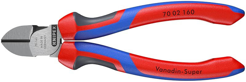 Alicate de Corte Diagonal KNIPEX 70 02 160, 160 mm, Cabo Multicomponente Azul/Vermelho