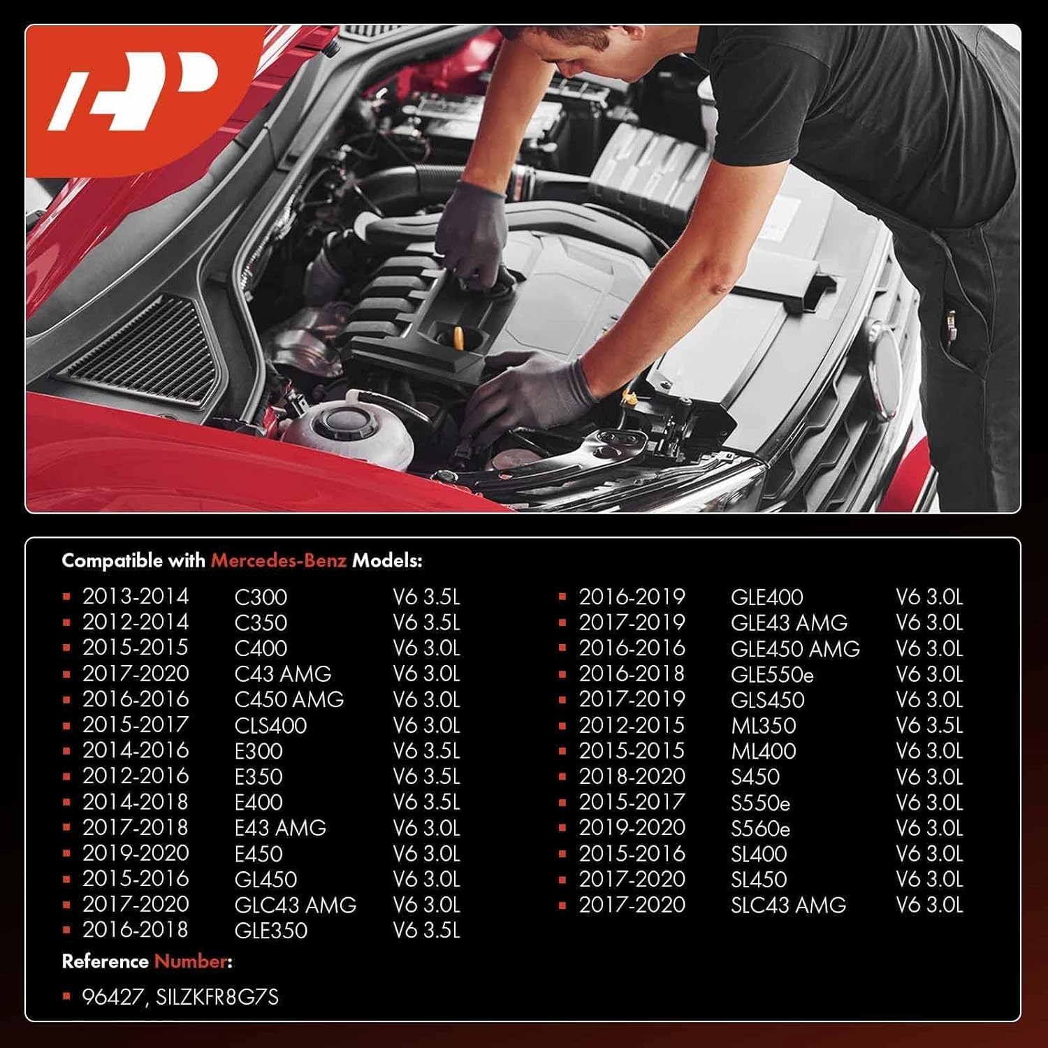 A-Premium Iridium Platinum Spark Plugs Compatible with Mercedes-Benz C350, C450 AMG, CLS400, E350, E43 AMG, GLE400, GLE43 AMG, GLE550e, GL450, GLC43 AMG, S450, S560e, GLS450, SL400, ML350, Pack of 6