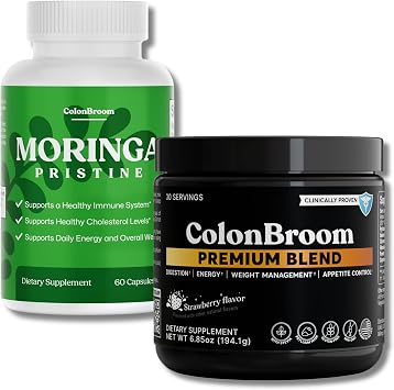 ColonBroom Premium Fiber + Moringa Capsules Bundle, Gut & Daily Wellness