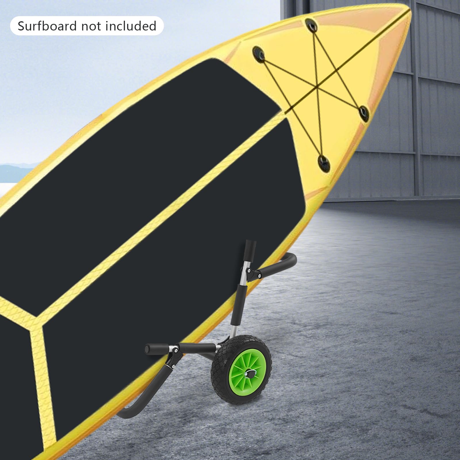 Carro de transporte para tabla de surf | Espacio para 2 kayaks o SUP | carro de playa de aluminio | carro de transporte SUP con ruedas de 10 pulgadas | carro kayak | hasta 80 kg