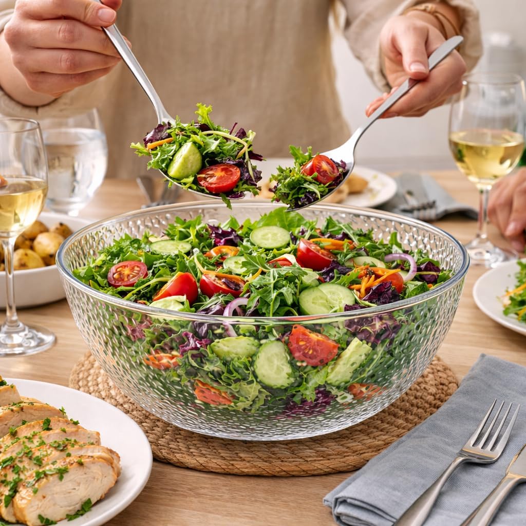 Lillian Collection Stunning Clear Plastic Round Hammered Bowl - 12" (1 Pc.) - Unique Textured Design - Perfect for Parties & Displays - Image 6