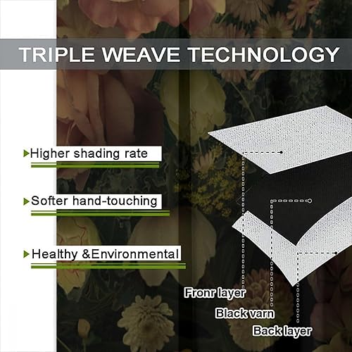 Miniatura 321 de Retro 70s Floral Blackout Window Curtains, Watercolor Flower Plant Rustic Modern Style Pattern Window Drapes, for Bedroom Living Room 42x45in 2