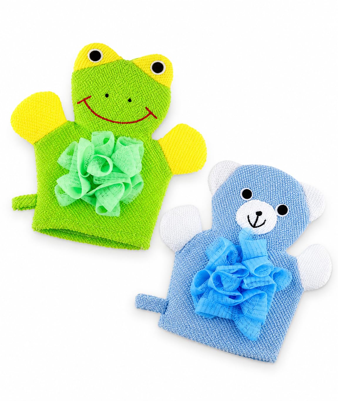 2PCS Loofah, Loofah for Bathing, Green Frog and Blue Bear Design, Generates Rich Foam for Thorough Cleansing, Suitable for Bathing Routine-image-46