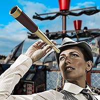 Vista 4 de Pirate Monocular Telescope, 25x30 High Powered Zoomable Collapsible Brass Spyglass Handheld Waterproof Telescope Monocular for Bird Watching Hunting