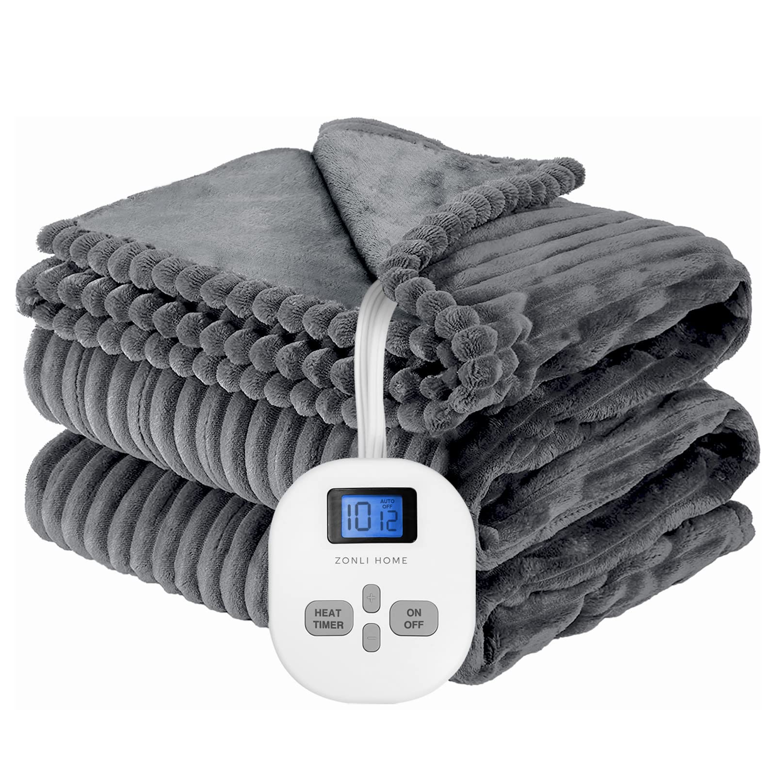 ZONLI Electric Blanket Queen Size,Heated Blanket Throw with 10 Heating  Levels and 1-12 Hours Time Settings,Flannel Fast Heating Blanket for  Bedroom Office Couch,Machine Washable,Grey,72 x 84 Inch : Amazon.ca: Health  u0026 Personal