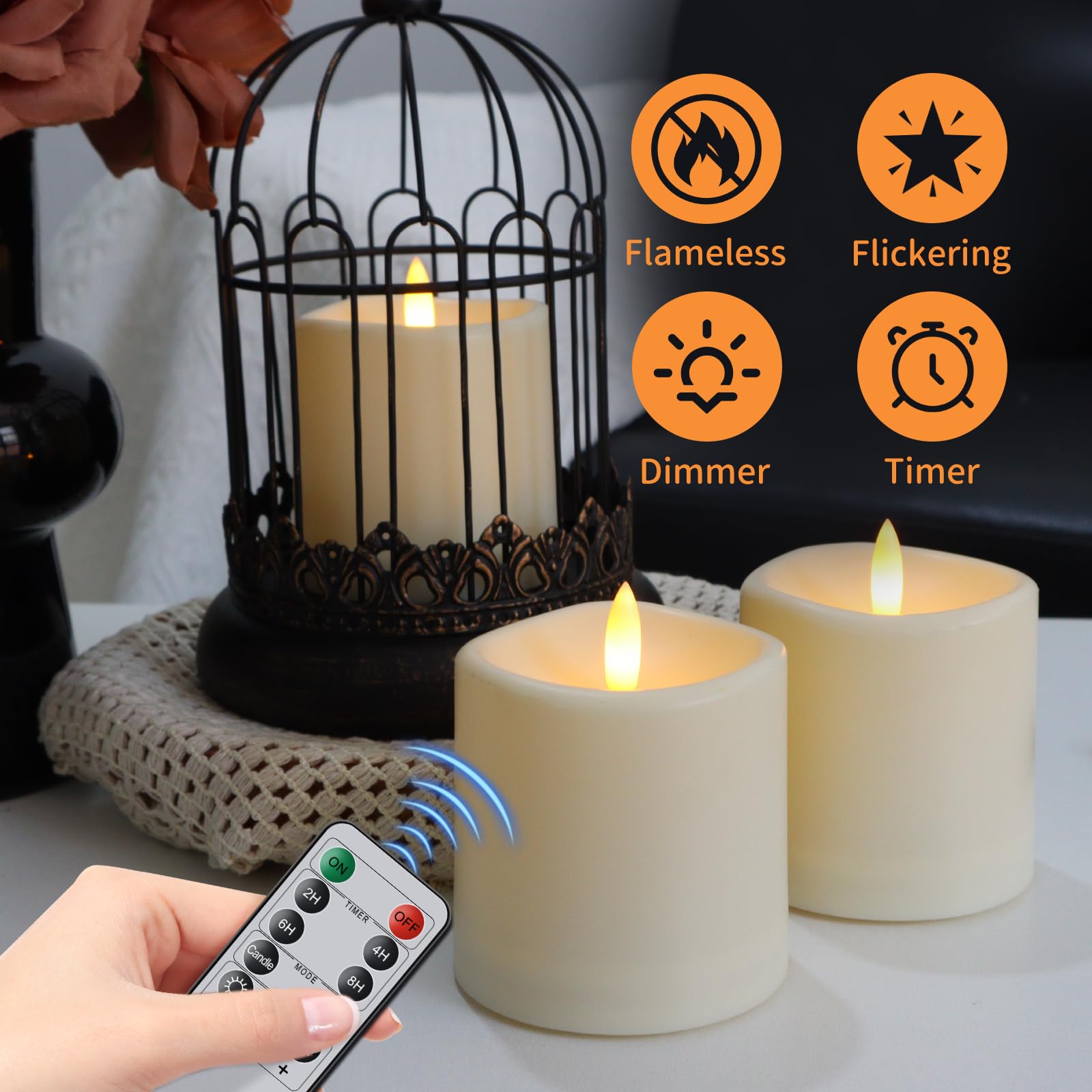 Flammenlose Kerzen mit Fernbedienung Timer, CR2025 inklusive, 0920