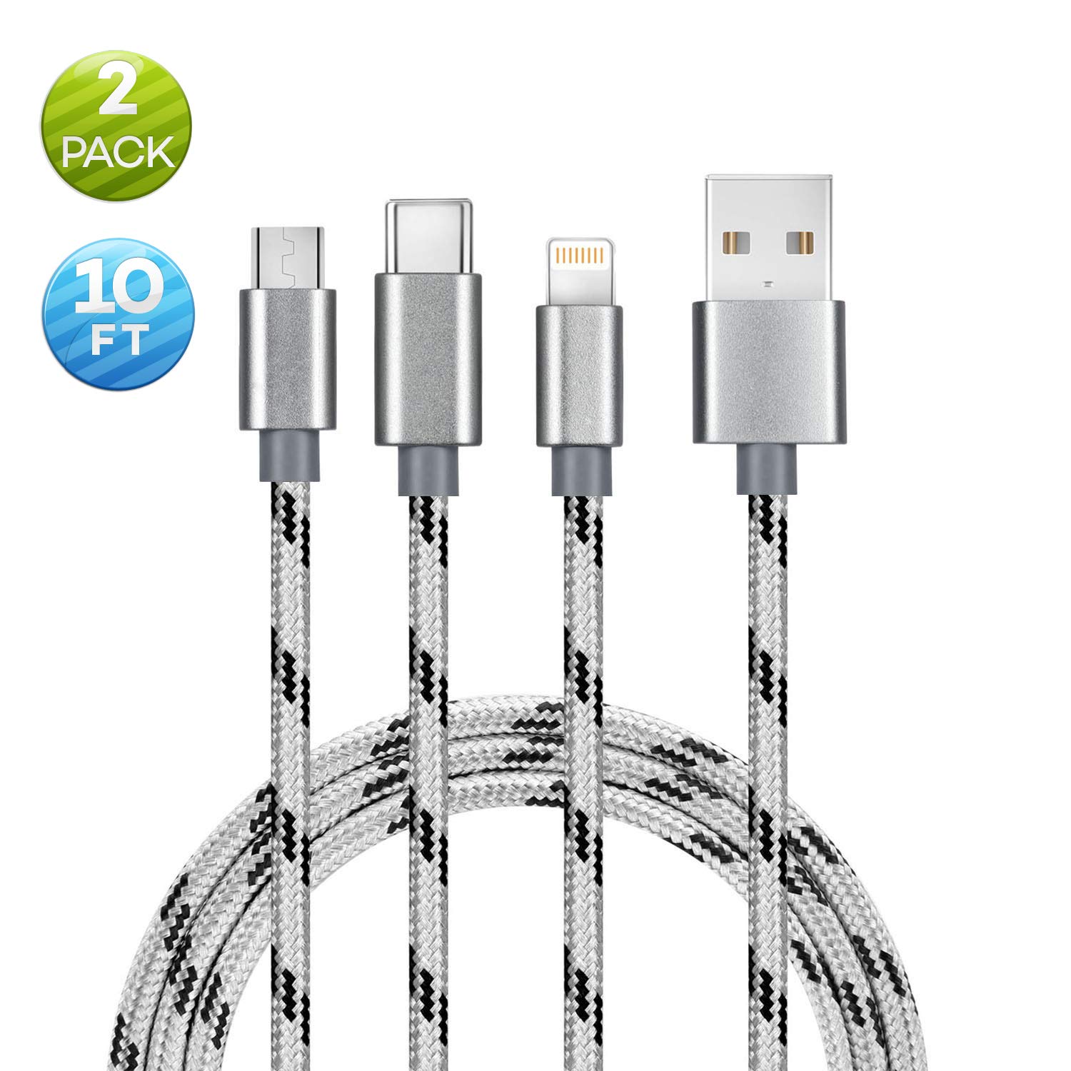 Buy 2Pack 10ft Multi Charging Cable Bolatus Multiple Device 3 in 1