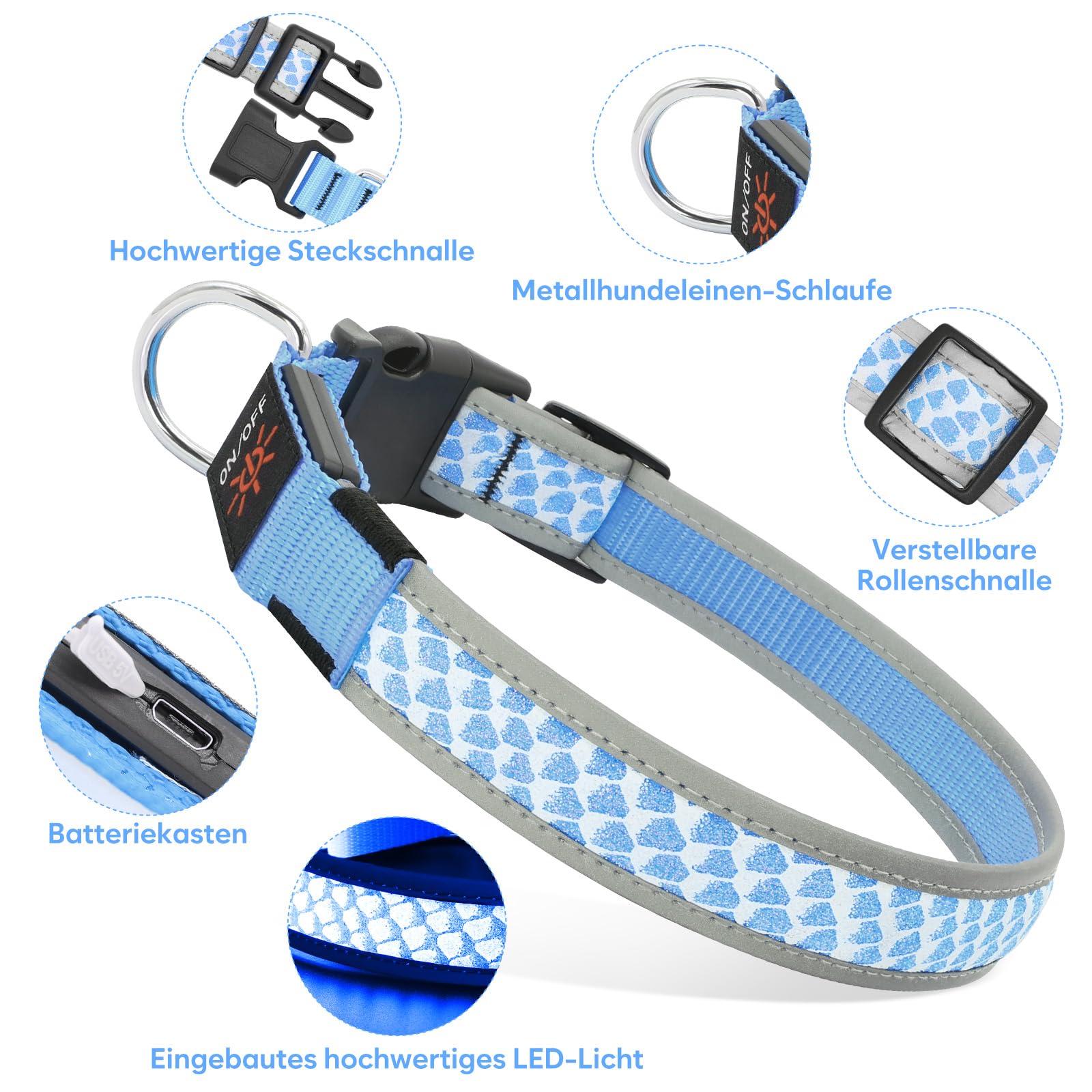 Collare LED Per Cani Ricaricabile - Impermeabile, 3 Modalità Luce, Regolabile Per Taglie Piccole/Medie/Grandi - Foto 9