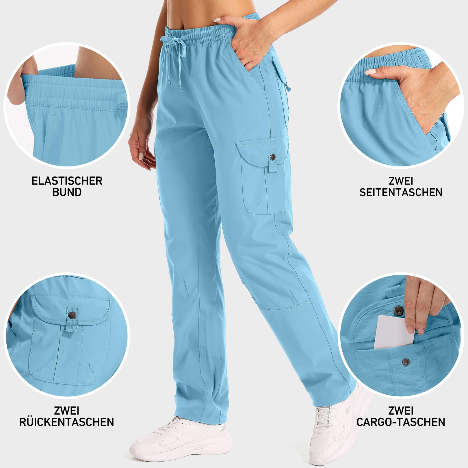Pantalon Cargo Femme Randonnée Respirant Léger Séchage Rapide Trekking Golf Outdoor Anti-UV Chasse Fonctionnel