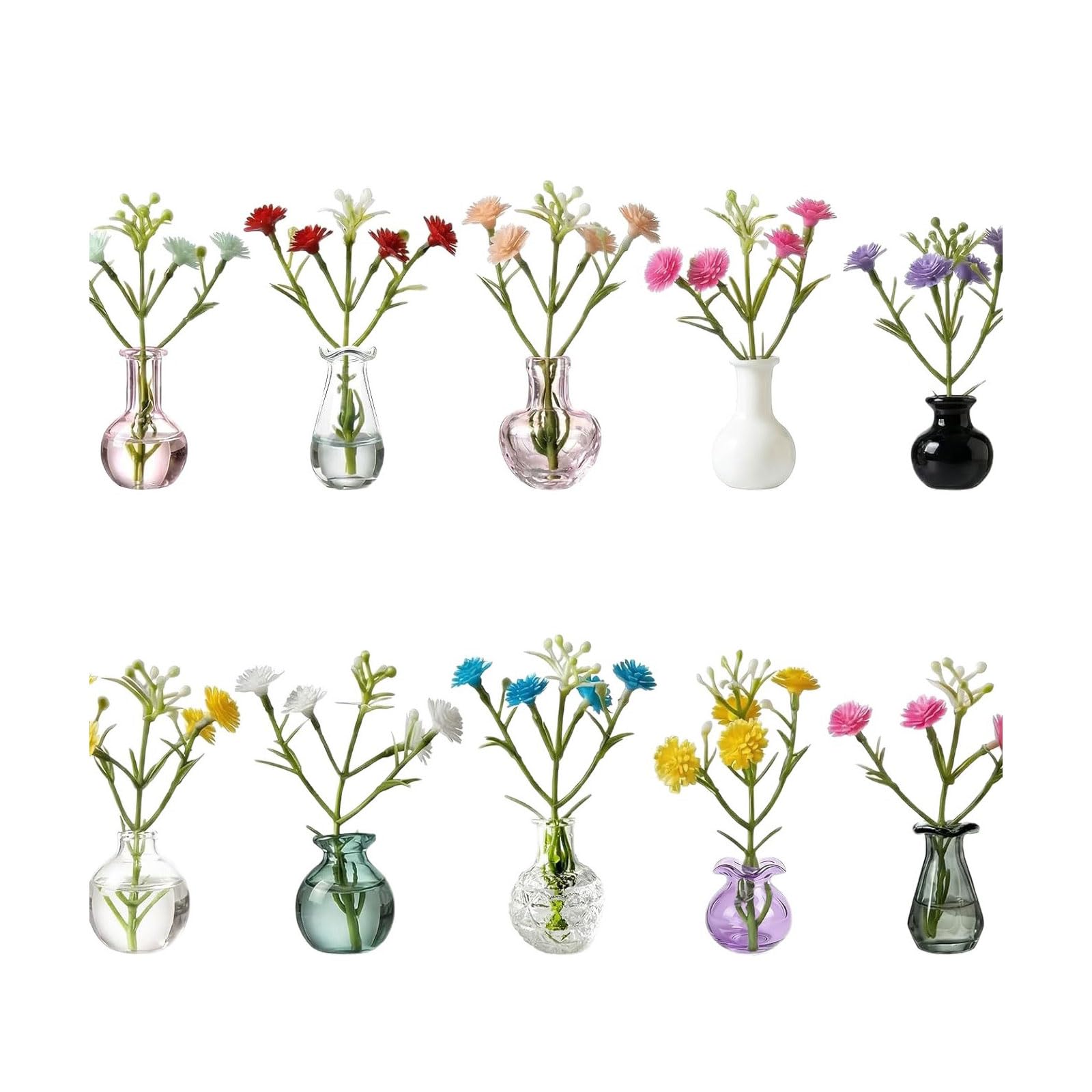 Refrigerator Magnets Lovely Minis Glass Vase Fridge Funny Tiny Vase Magnet with Artificial Flowers for with Flowers