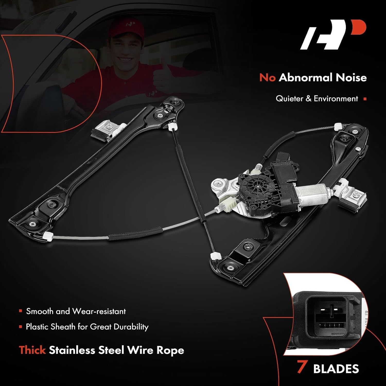 A-Premium Electric Power Window Regulator with Motor Compatible with Cadillac ATS 2013 2014 2015 2016 2017 2018 Sedan, Front Right Passenger Side