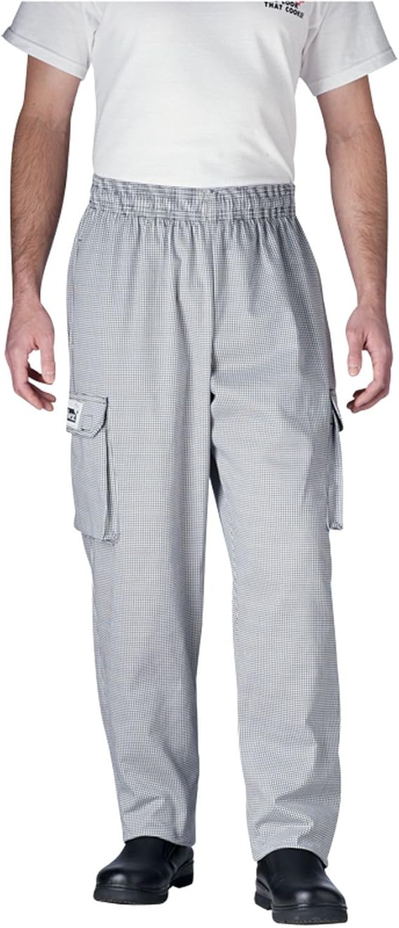 Chefwear Men's Unisex Cargo Cotton Chef Pant Big, European Houndstooth
